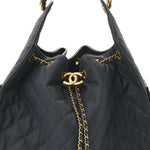 Canvas Quilted Medium Chanel 25 Handbag Dark Blue