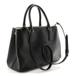 Saffiano Small Galleria Double Zip Tote Black
