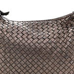 Metallic Nappa Intrecciato Medium Veneta Hobo Pewter