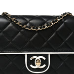 Lambskin Quilted Resin CC Mini Flap Bag Black White