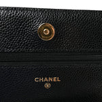 Caviar Quilted Wallet on Chain WOC Black