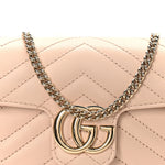 Calfskin Matelasse Super Mini GG Marmont Shoulder Bag Porcelain Rose