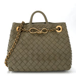 Nappa Intrecciato Small Andiamo With Chain Shoulder Bag Travertine