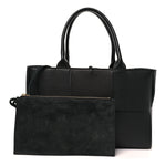 Grained Calfskin Intrecciato Small Arco Tote Black