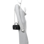 Patent Quilted Mini Top Handle Rectangular Flap Black