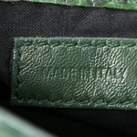 Shiny Supple Calfskin Crocodile Embossed Gold Metallic Edge Hardware Nano City Green