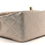 Metallic Lambskin Perforated Mini Square Flap Light Pink