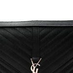 Grain De Poudre Matelasse Chevron Large Monogram Satchel Black