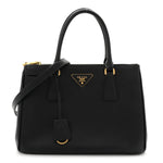 Saffiano Small Galleria Double Zip Tote Black