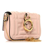 Nappa Matisse FF Embossed Nano Maxi Buckle Baguette Charm Rosa Quarzo
