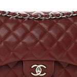 Caviar Quilted Jumbo Double Flap Dark Red