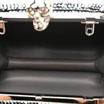 Crystal Nappa Classic Art Deco Skull Clutch Black Silver