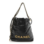 Shiny Calfskin Quilted Mini Chanel 22 Black
