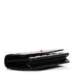 Shiny Calfskin Quilted Metal Top Handle Wallet On Chain WOC Black