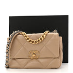 Lambskin Quilted Medium Chanel 19 Flap Dark Beige