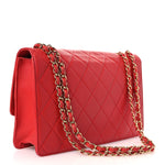 Lambskin Quilted Large Golden Class Flap Red