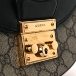 GG Supreme Monogram Calfskin Small Padlock Messenger Shoulder Bag Beige Black Cuir