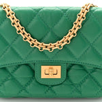 Aged Calfskin Quilted Reissue 2.55 Phone Holder With Chain Green