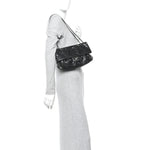 Caviar Quilted Medium Elastic Flap Black