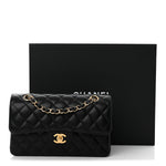 Caviar Quilted Small Double Flap Black