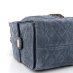 Suede Quilted Medium Chanel 25 Handbag Blue
