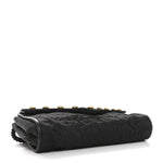 Fabric Quilted Crystal Envelope Small Flap Black