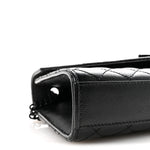 Grain De Poudre Textured Mixed Matelasse Triquilt Small Monogram Monochrome Satchel Black