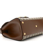 GG Supreme Monogram Calfskin Medium Horsebit 1955 Top Handle Bag Beige Ebony Brown Sugar