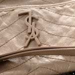 Crinkled Calfskin Matelasse Monogram Medium Niki Chain Satchel Gold Sand