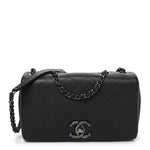 Calfskin Diamond Embossed Medium New Chic Flap Dark Grey