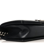 Lambskin Braided Woven Medium Boy Flap Black