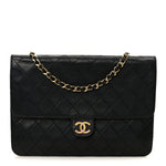 Lambskin Quilted Medium Single Flap Black