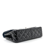 Patent Quilted Jumbo Double Flap Dark Blue