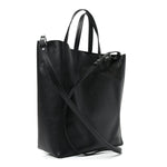 Grained Calfskin Small Vertical Cabas Black