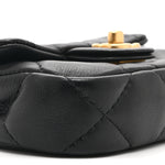 Calfskin Quilted Lady Handle Flap Card Holder With Chain Black