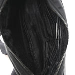 Re-Nylon Vela Saffiano Pocket Double Zip Shoulder Bag Black