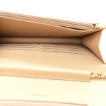 Caviar Quilted Wallet on Chain WOC Beige