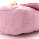 Lambskin Quilted Mini Lacquered Chain Flap Pink