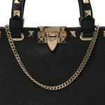 Grainy Calfskin Mini Rockstud Shopping Bag Black