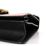 Moon Calfskin Web Large Dionysus Bamboo Top Handle Bag Black Bright Evergreen Hibiscus Red