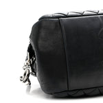 Lambskin Bubble Quilt Small Double Bowling Bag Black