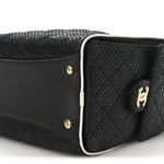 Braided Raffia Calfskin Small Chanel 25 Handbag Black White