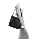 Pebbled Calfskin Large Soho Hobo Black