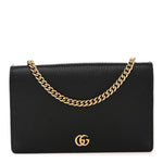 Dollar Calfskin Mini GG Marmont Chain Wallet Black