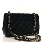 Lambskin Quilted Mini Rectangular Flap Black