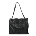 Calfskin Crocodile Embossed Monogram Medium Niki Shopping Bag Black