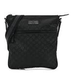 Nylon Monogram Small Flat Messenger Bag Black