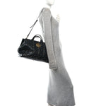 Calfskin Matelasse Studded Medium GG Marmont Tote Black