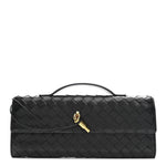 Nappa Intrecciato Long Andiamo Top Handle Clutch Black