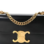 Shiny Calfskin Triomphe Shoulder Bag Black